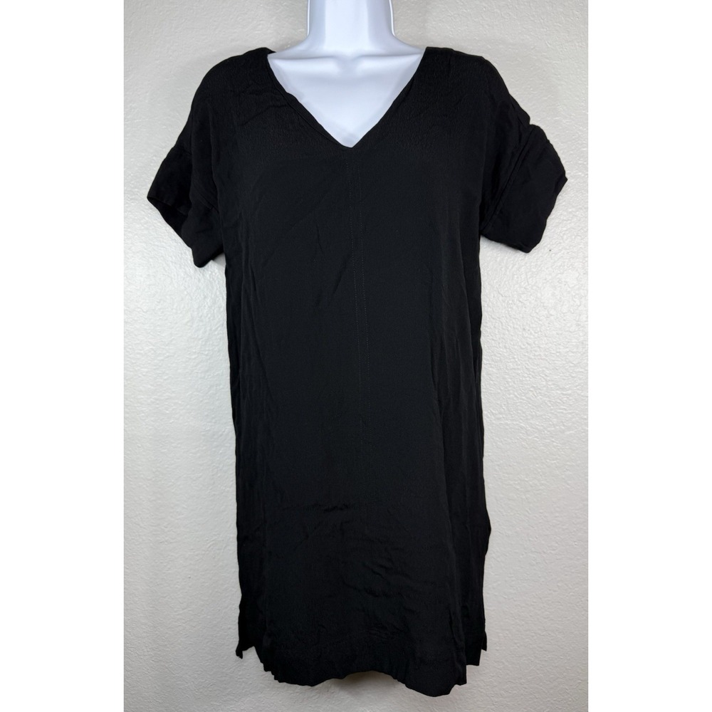 Madewell Size XXS T-Shirt Dress Tunic Black V Neck Short Sleeves Pullover
